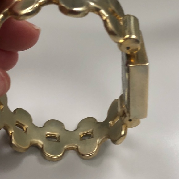 Brushed gold tone puzzle piece cuff bracelet - Picture 5 of 5